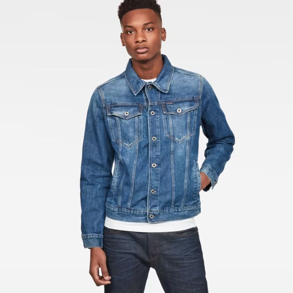 G Star Denim Jacket Mens XS Blue Distressed Deconstructed 3D Slim Fit - Picture 2 of 8